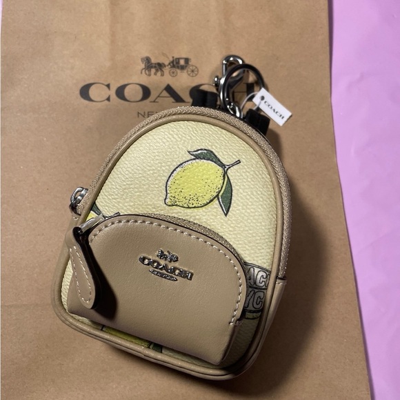 Coach Lemon Design Mini Backpack Keychain - Picture 1 of 3